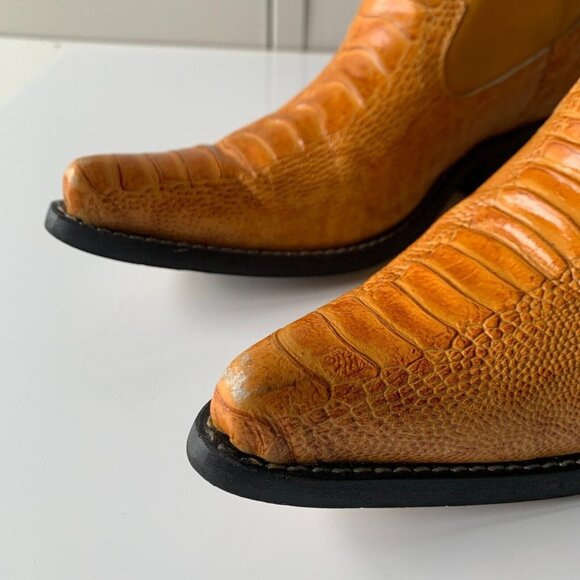 Guerrero Botitas Cowboy Boots Exotic Yellow Sz 5 Western Embroidered Mexico - Picture 10 of 16